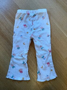 Baby Mori - White Ribbed Pajama Pants with Peppa Pig Print